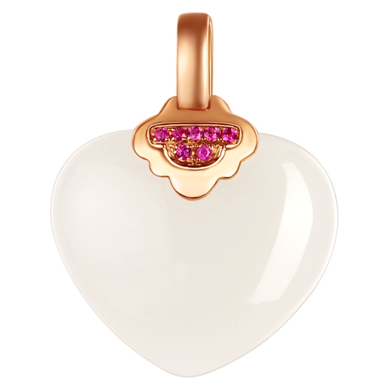 金一国囍18K金情心女士款和田玉吊坠赠银链(定价) KJDZ138