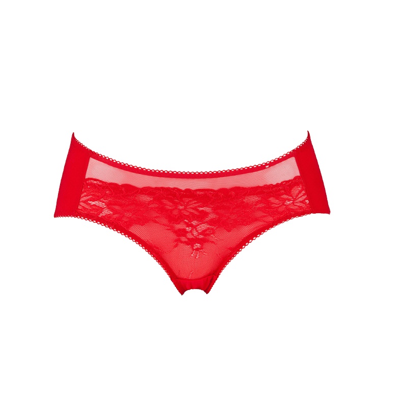 古今蕾丝中腰平角内裤女士高弹红色本命年包臀透气内裤 1F278