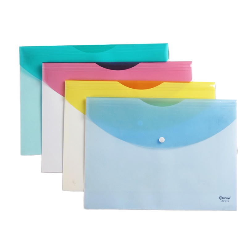 创易（chanyi）12只装A4透明按扣文件袋 资料袋 档案袋 办公用品 蓝色 CY1020 蓝色