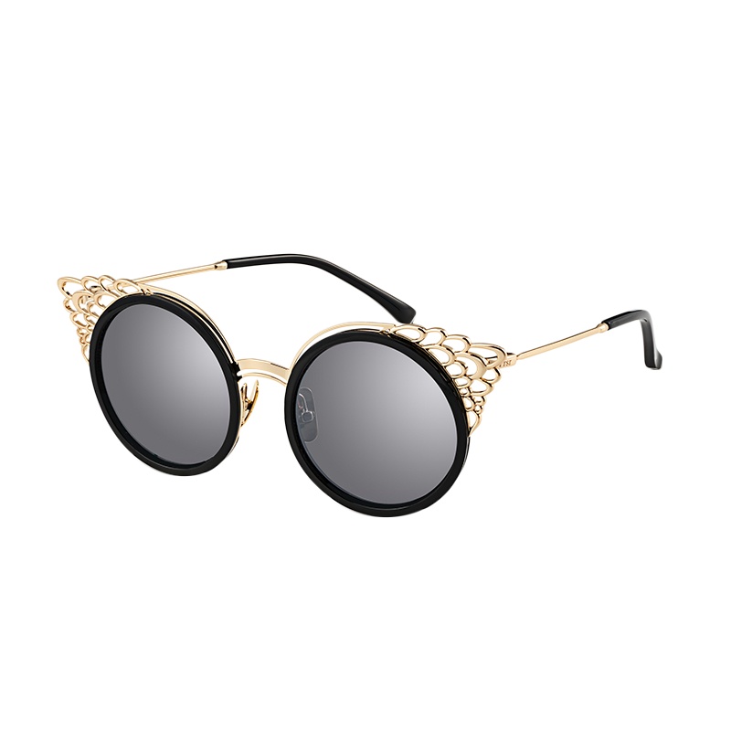 [帕莎]典雅偏光太阳镜女士墨镜潮圆框眼镜蕾丝蝶形