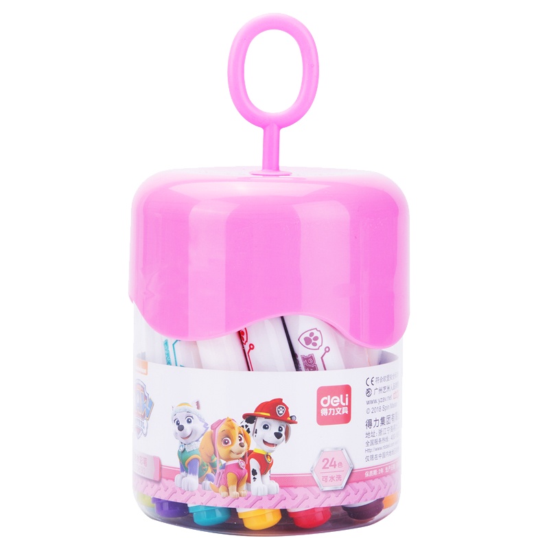 得力文具70690FEN汪汪队立大功水彩笔套装儿童幼儿园小学生用彩笔彩色笔水彩画笔24色18色可水洗安全无毒绘画