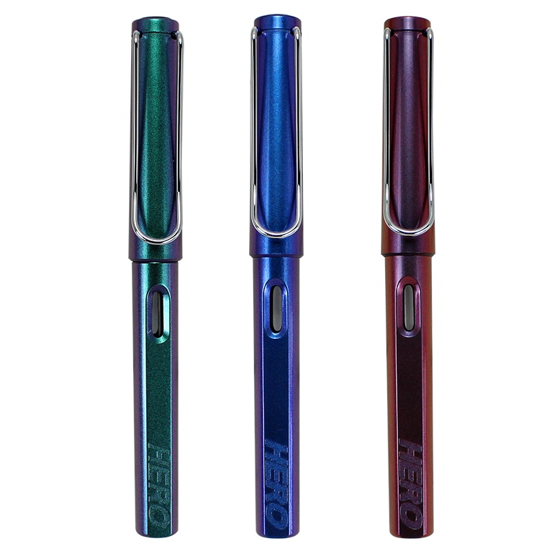 英雄(HERO)钢笔学生正姿铱金钢笔商务办公书写练字墨水笔(赠6支墨囊)359B炫彩