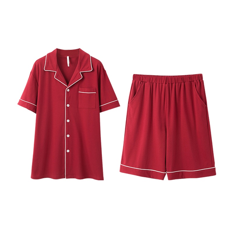 安之伴睡衣情侣男夏季开衫套装针织家居服