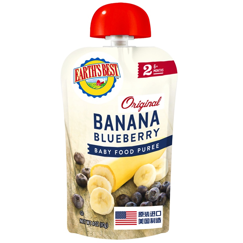 爱思贝EARTH'S BEST地球高铁米粉搭档有机婴幼儿辅食香蕉蓝莓佐餐泥混合果蔬6袋礼包装