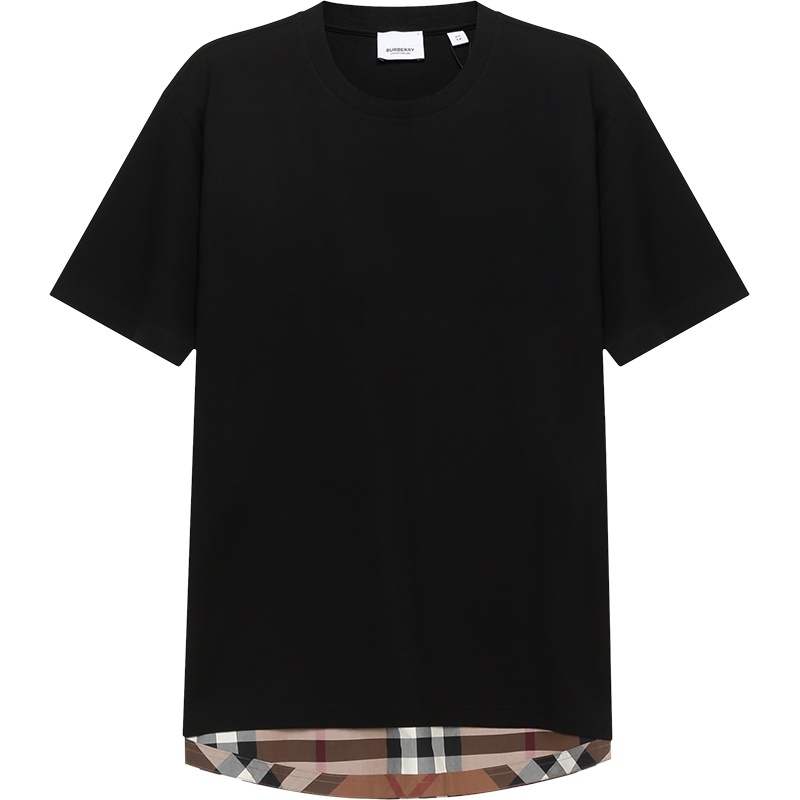 博柏利/巴宝莉 BURBERRY 女款棉质宽松版中长款圆领短袖T恤80449621