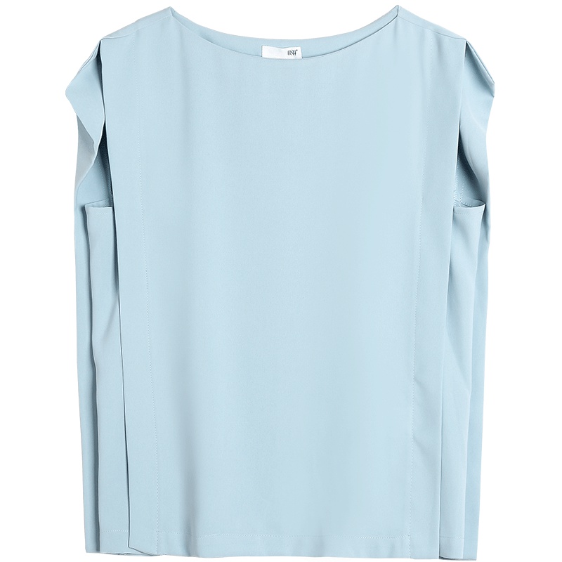 OSA欧莎2019新款夏女无袖雪纺衫一字领上衣宽松显瘦设计感小众