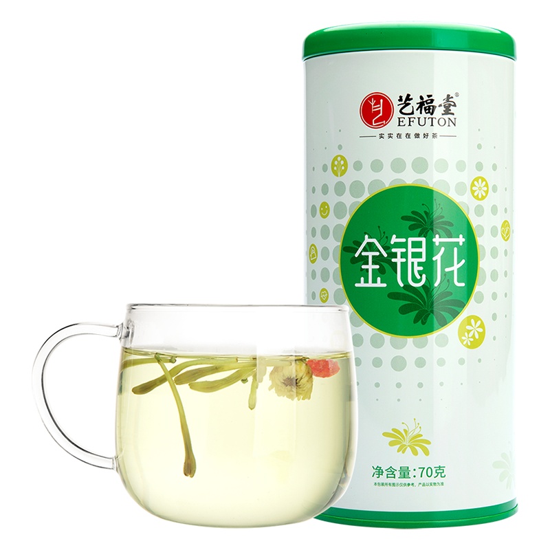 [苏宁配送]艺福堂花草茶 河南封丘金银花茶 可搭配菊花茶组合消暑凉茶70g