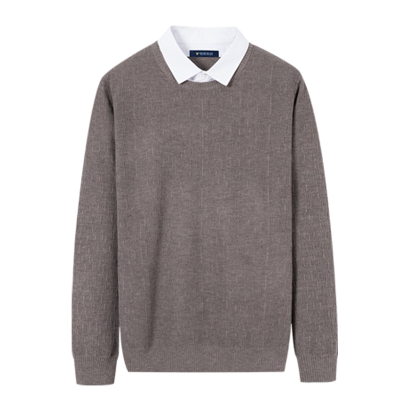 雅鹿男装秋季新款时尚假两件纯色百搭套头男士针织衫132Y1902