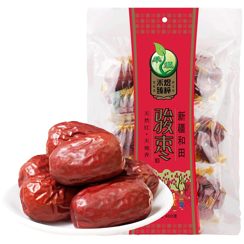 禾煜 新疆特产和田骏枣400g/袋 零食红枣肉厚核小味甜红枣