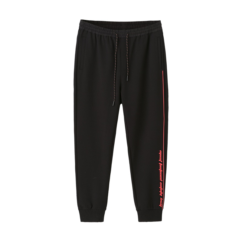 马克华菲男装2018春秋休闲裤束脚针织裤印花潮流休闲九分裤