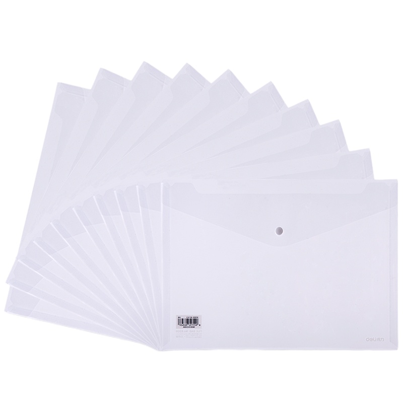 得力(deli)50只A4透明文件袋 按扣资料袋 塑料档案袋 学生试卷收纳袋 8308