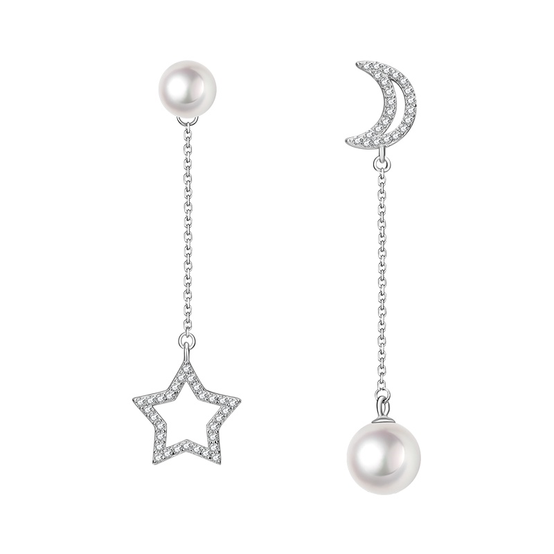 DTOTO 幸运五角星时尚生活休闲出行百搭长款工艺珍珠S925银耳饰耳坠