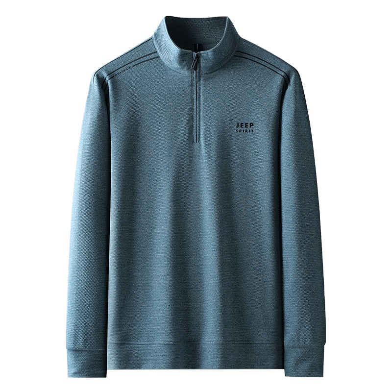 JEEP SPIRIT吉普卫衣男2021秋冬新品纯色立领商务休闲中青年男士大码圆领卫衣