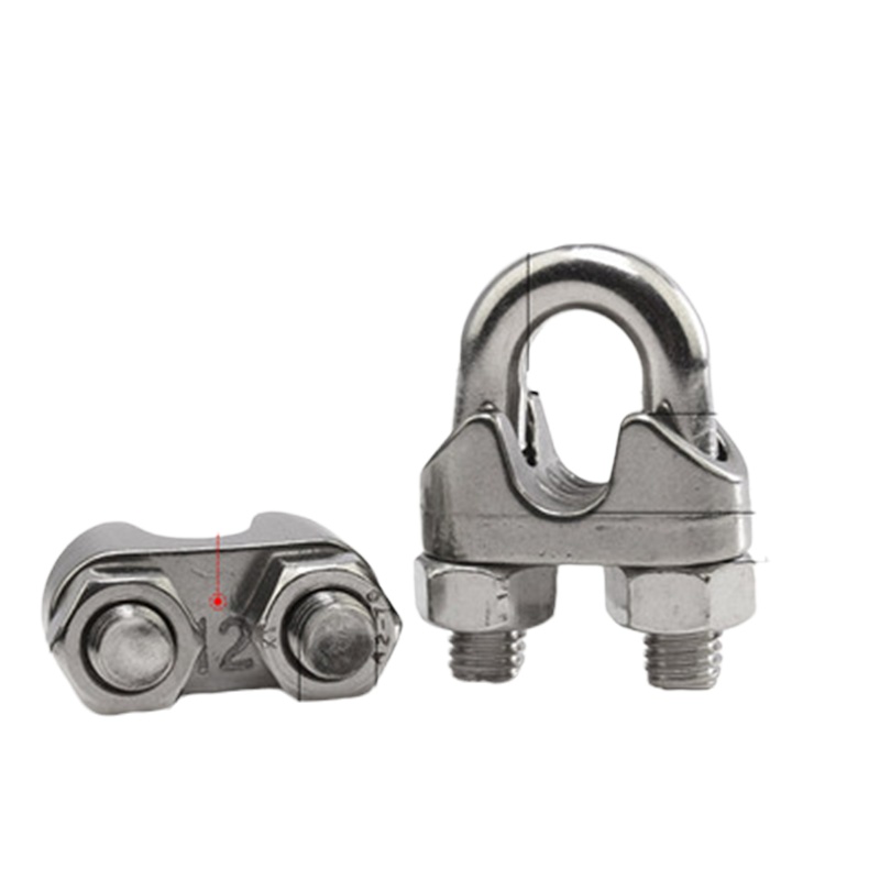 304不锈钢钢丝绳卡头夹头锁扣绳扣猫爪U型夹钢丝夹线夹卡子M12(卡12mm钢丝绳)10个装