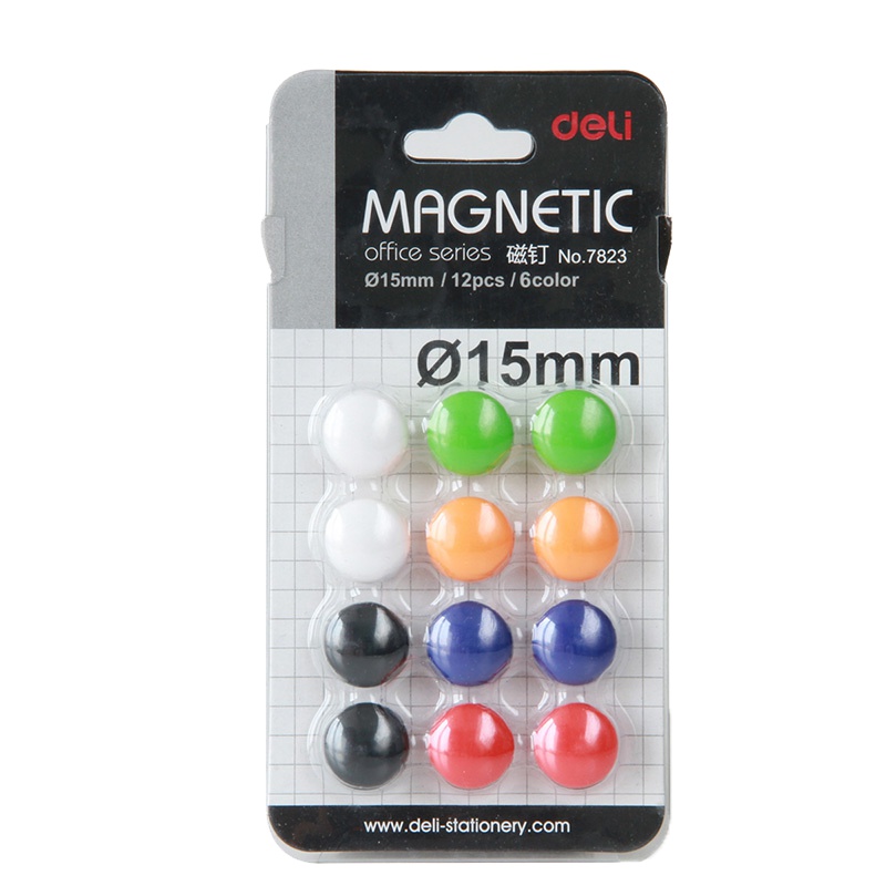 得力(deli)7823白板球面磁钉(直径15mm)12支/卡(起订量为10卡)