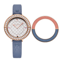 Club系列新品镶钻设计优雅牛皮女款防水女表套装