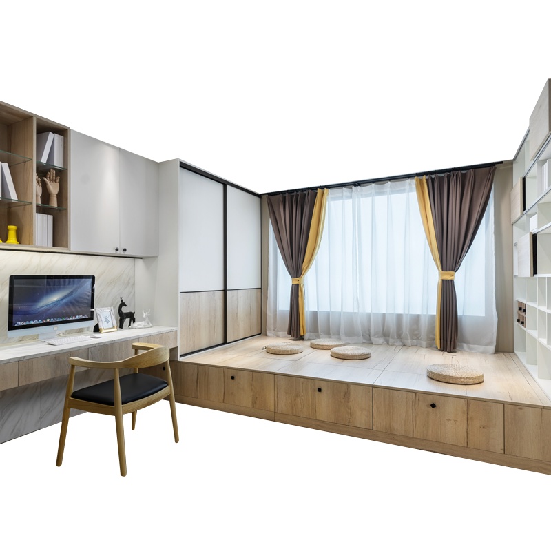 佰丽爱家多功能房定制 卧室榻榻米房定制 榻榻米书柜书桌衣柜连体定制 超收纳榻榻米定制意向金