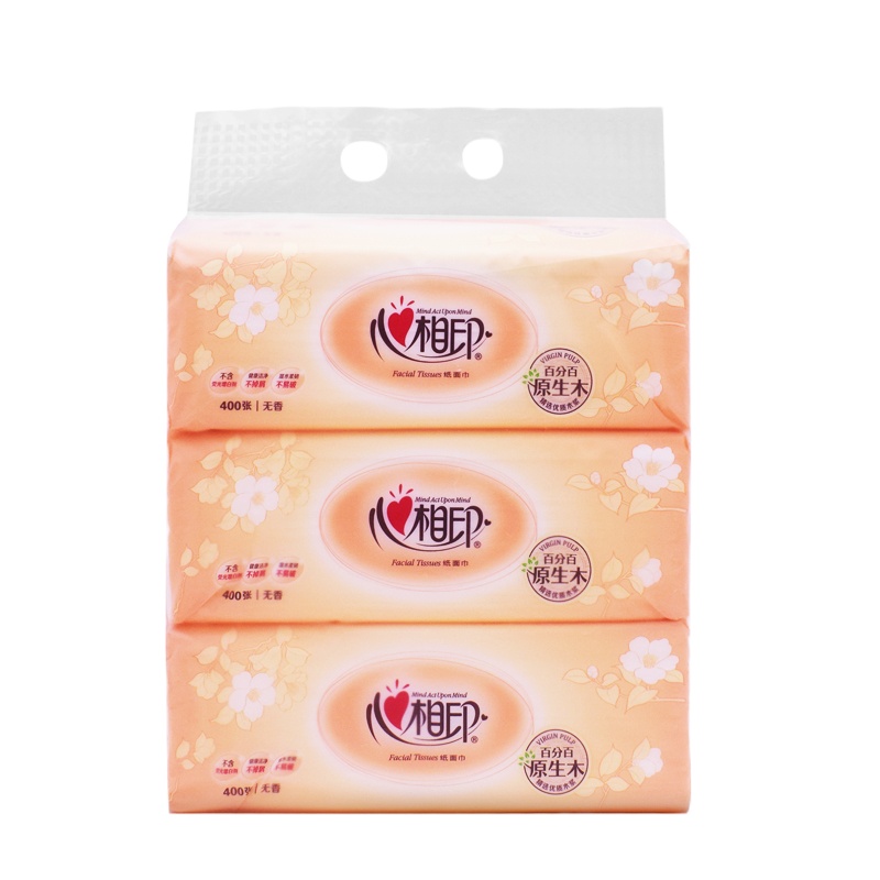 心相印 DT200 花语200抽软抽二层面巾纸3连包宽幅抽纸3包 1提