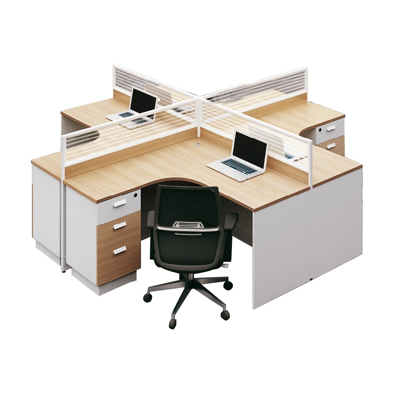 钜晟 办公桌2.8米四人位屏风电脑桌JS-P1403十字