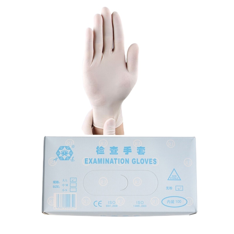 雪莲 加厚一次性检查手套 乳胶橡胶实验室手套 L号 100双/盒 20盒/箱(单位:箱)