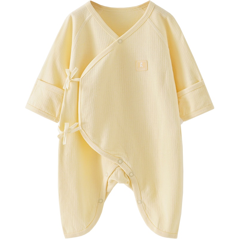 童泰(TONGTAI)2020年四季款0-3月新生婴儿纯棉蛤衣男女宝宝偏开系带连体蝴蝶衣爬服儿童内衣小童宝宝内衣