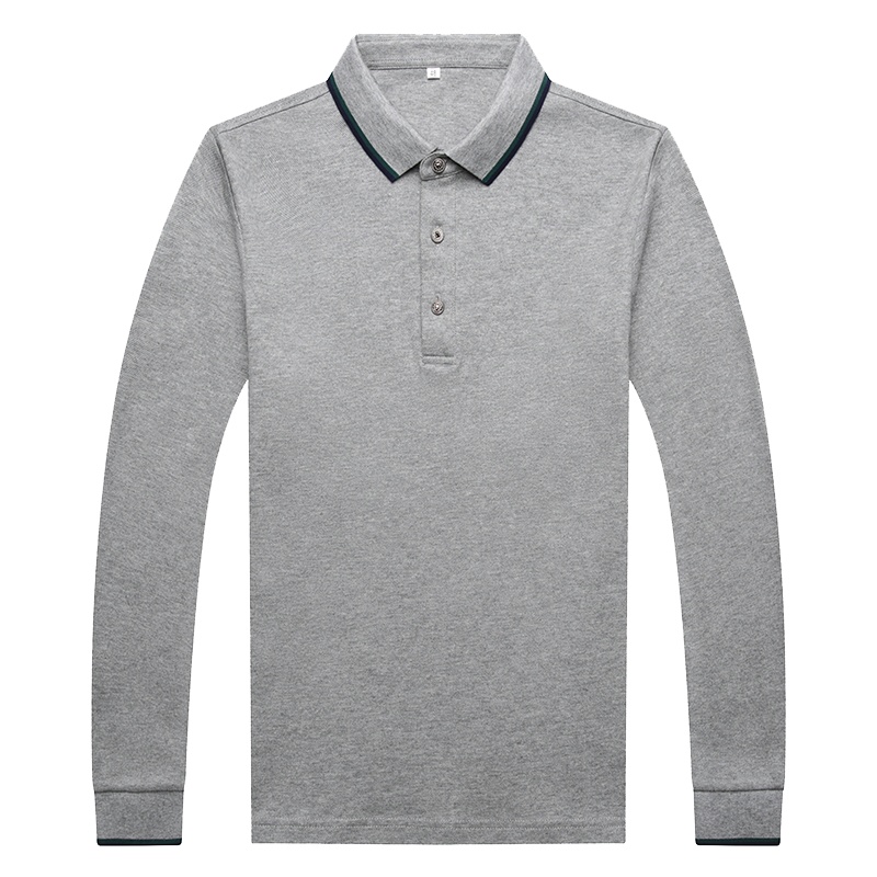 卡帝乐鳄鱼(CARTELO)秋装中年男士长袖T恤翻领纯棉上衣爸爸装全棉POLO衫