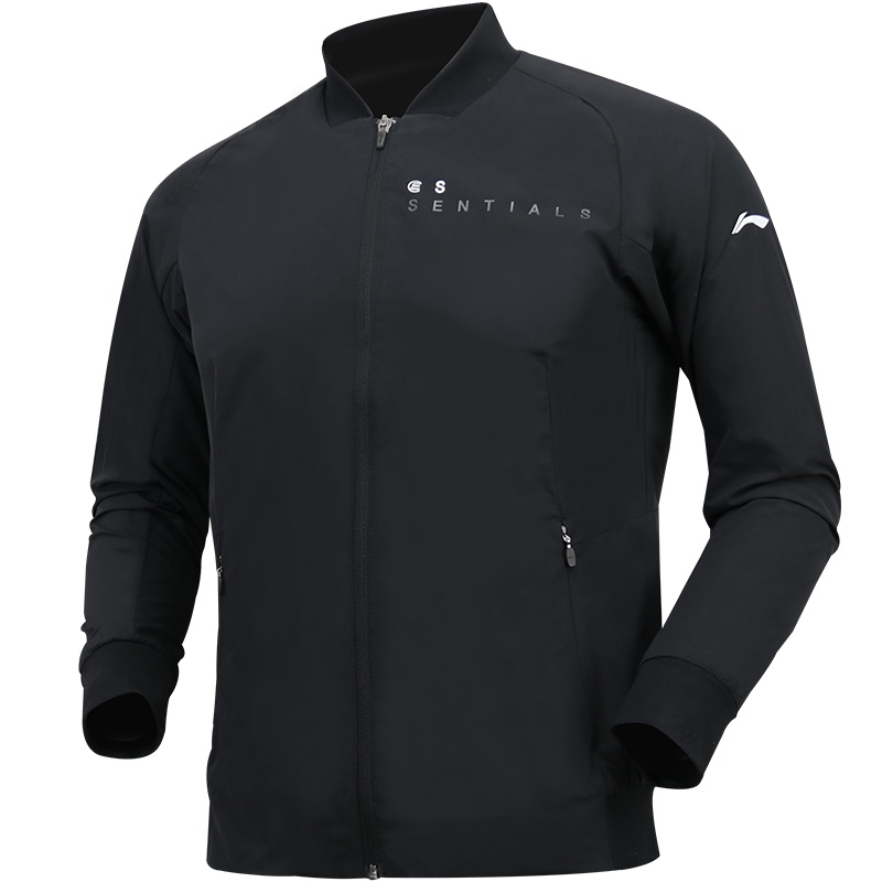 李宁男训练系列开衫无帽防风防溅水卫衣外套夹克