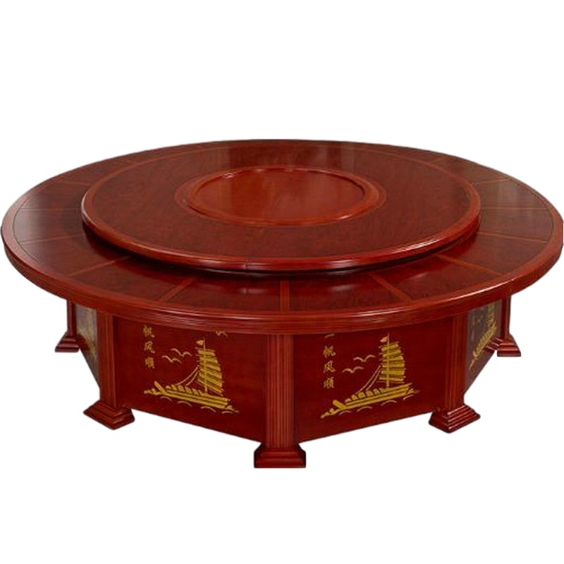 逐鹿中原酒店大圆桌饭店包厢手动旋转盘餐桌HY-494食堂圆桌面宴会宾馆酒店圆桌 2600*760