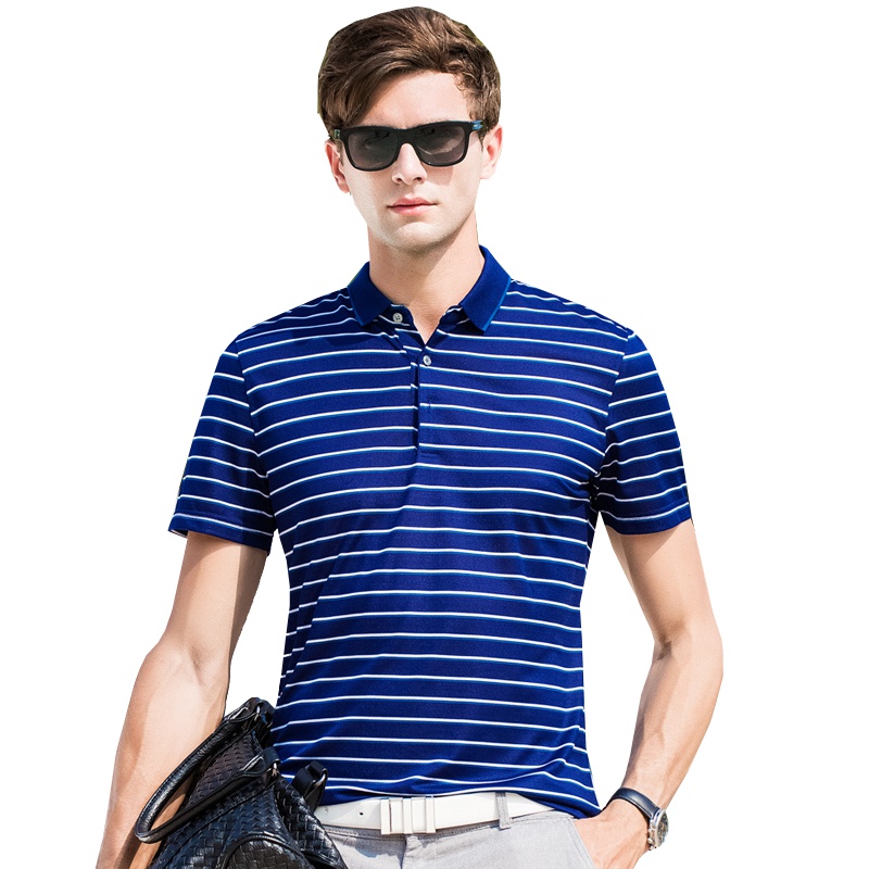 北极绒男士桑蚕丝短袖T恤丝光短袖翻领POLO衫男士T恤