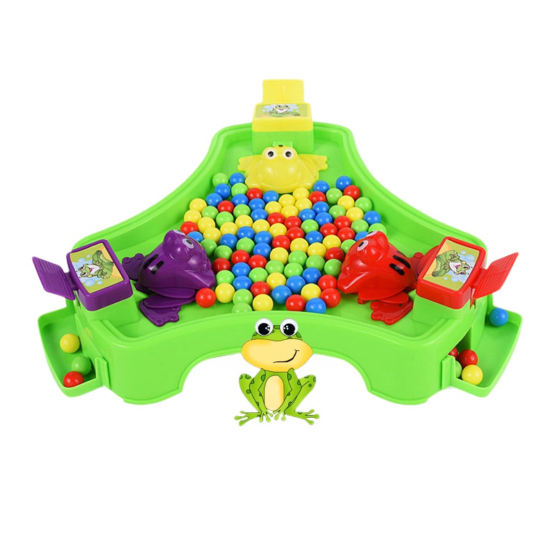 抖音同款益智亲子互动游戏玩具三人青蛙吃豆配48颗豆吞珠桌面早教儿童玩具3-6岁