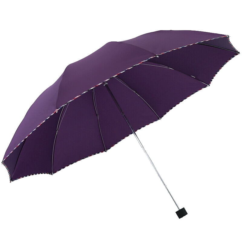天堂伞 加大加固双人经典三折晴雨伞商务伞64cm*10骨 3311E#紫色