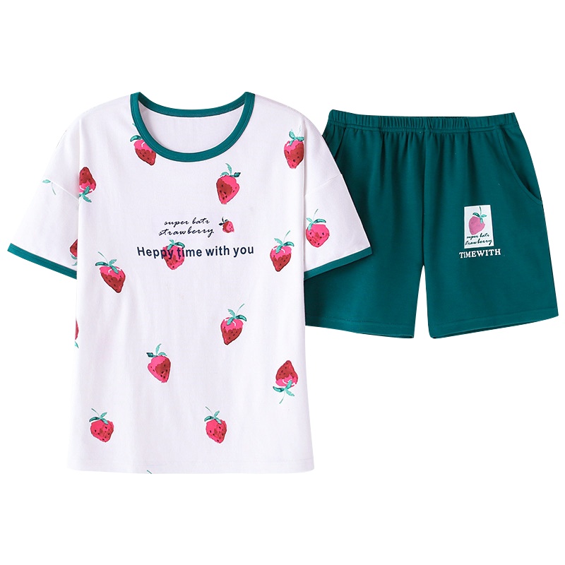 俞兆林2020纯棉睡衣女夏韩版少女短袖短裤学生套头睡衣家居服套装