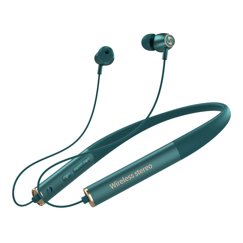 sanag蓝牙耳机无线运动跑步颈挂脖式耳塞双耳超长待机续航小降噪女生款通用苹果OPPO华为 z6s云竹绿