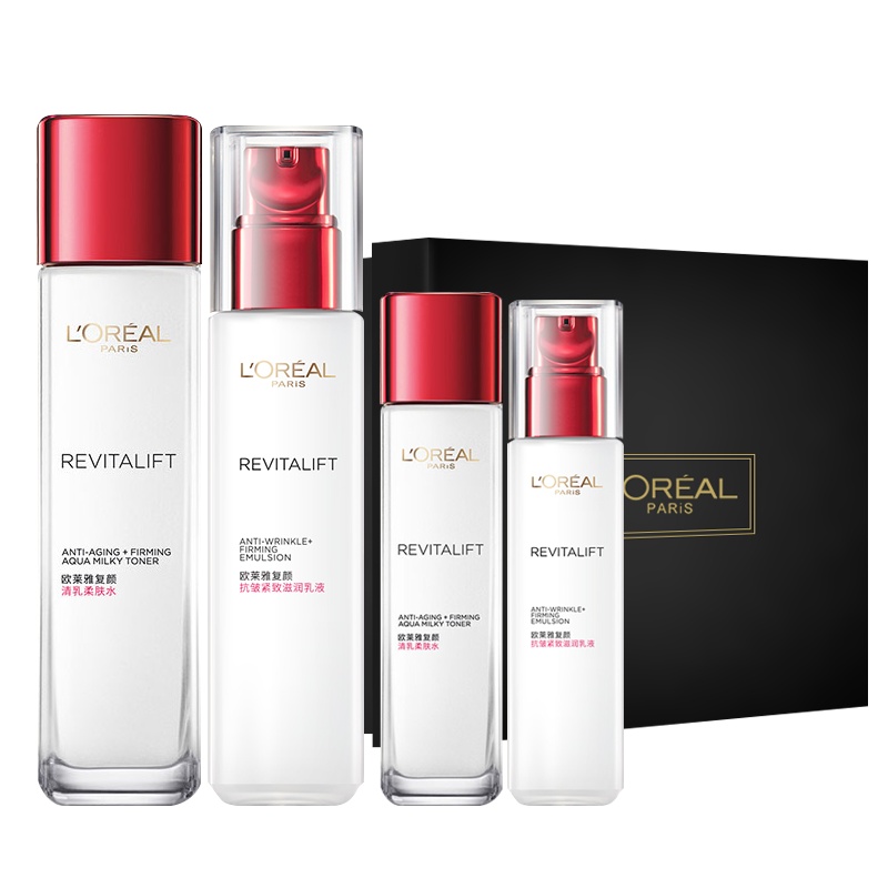 欧莱雅复颜抗皱水乳套装柔肤水130ml/65ml+乳液110ml+50ml 淡化细纹护肤礼盒