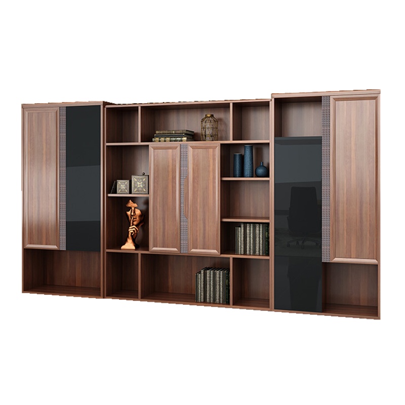 欧宝美文件柜实木书柜书架油漆储物柜浅胡桃色