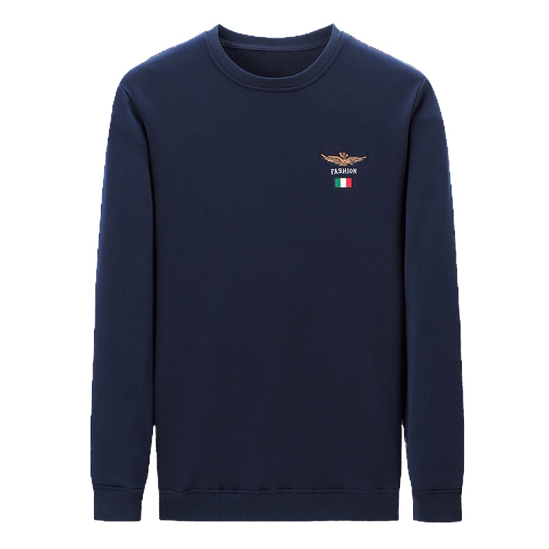 金盾(KIN DON)2021年秋冬新款男士卫衣男弹力时尚绣花潮款休闲中青年男装圆领长袖卫衣全棉男装套头衣服男士T恤男