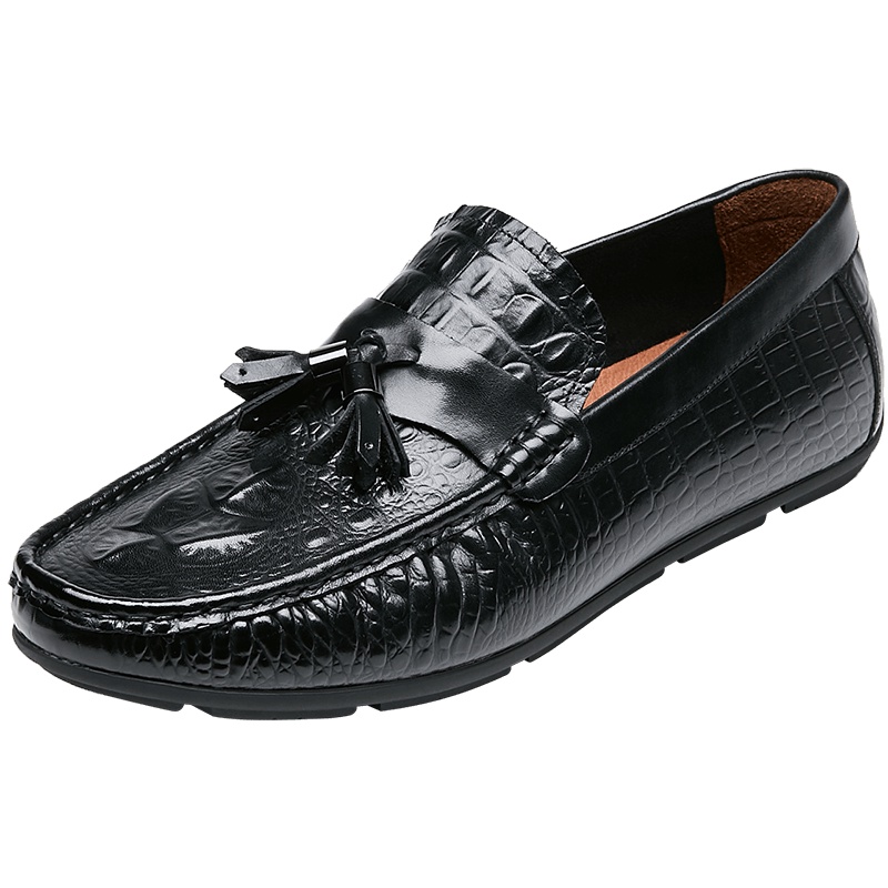 康奈男鞋 秋季真皮套脚平跟圆头休闲鞋韩版潮流百搭豆豆鞋1177746