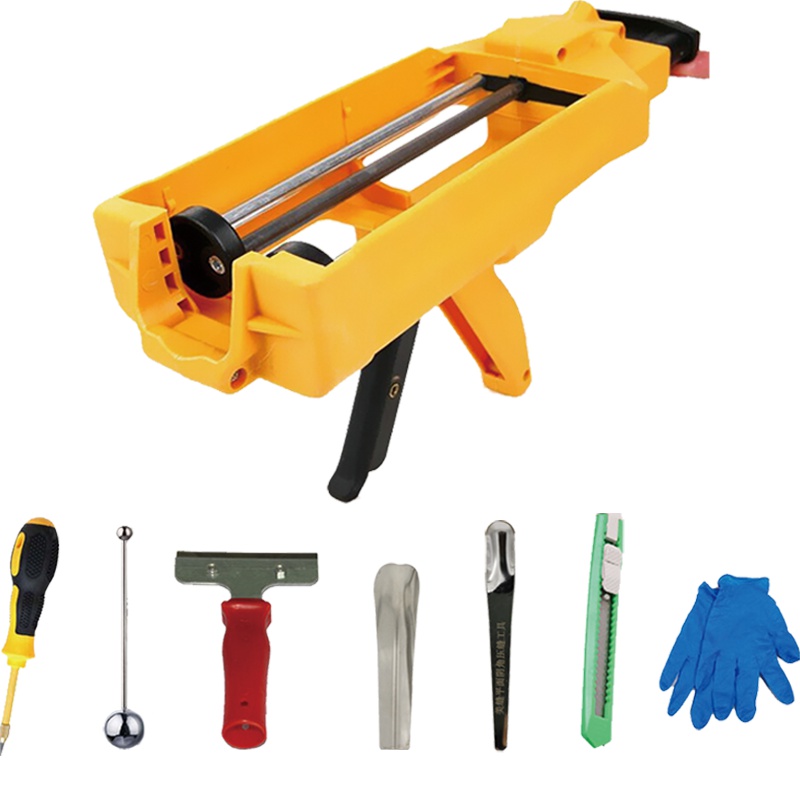 纽盾双管美缝剂施工工具 AB胶美缝剂施工工具包8件套 省力胶枪钢球开缝器铲刀刮片壁纸刀