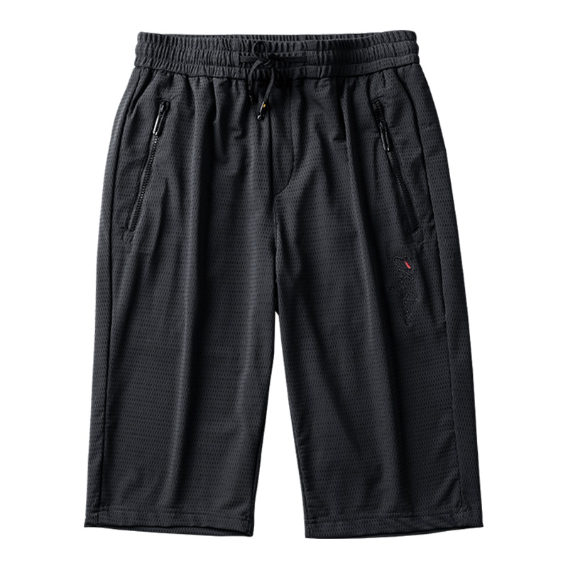 雅鹿男装冰凉透气高弹力抽绳松紧裤子男士运动短裤17400871