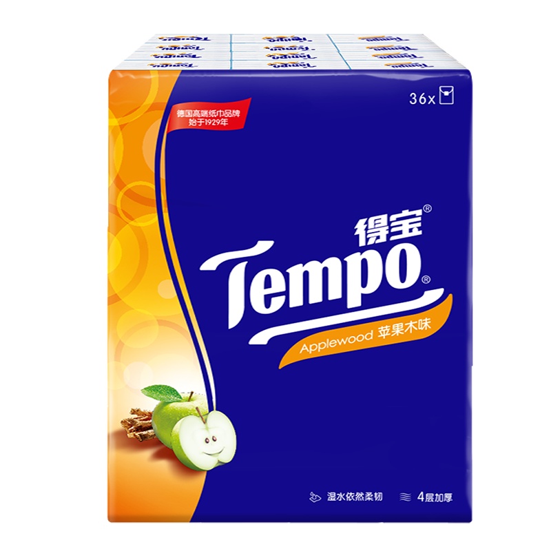 Tempo/得宝 手帕纸 迷你4层*36包(苹果木味)卫生纸纸手帕餐巾纸小包纸巾