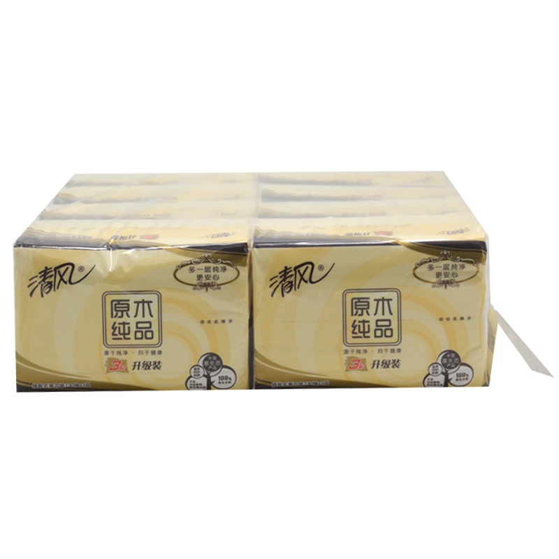 清风抽纸整箱批发原木纯品家用卫生纸巾餐巾纸大包家庭实惠装3层130抽/包48包