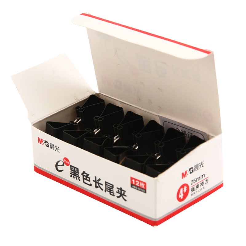 晨光文具黑色长尾夹 25mm办公用品金属票据夹 60个装ABS92729