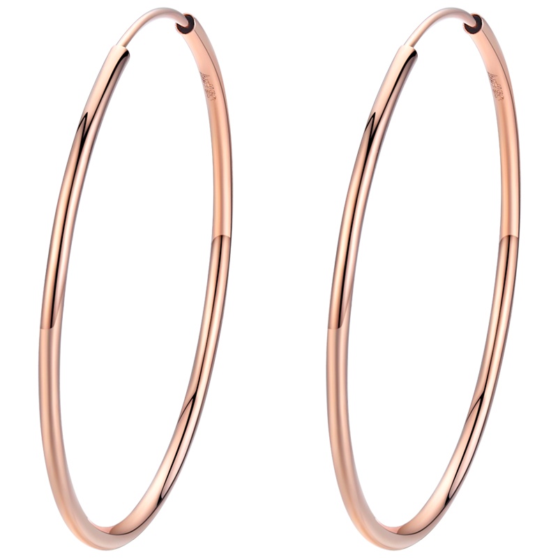 佰色传情(BRIR)18K金耳饰女Au750玫瑰金彩金正品耳扣素金耳钉经典圆圈百搭K金耳环送长辈朋友闺蜜生日礼物自戴款