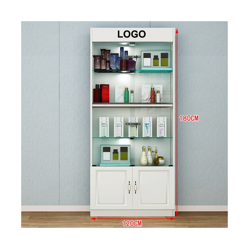 化妆品展示柜商用样品柜礼品展示架透明玻璃门带锁美容院产品柜子