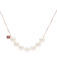 缘源珠宝 天然爱链珍珠项链18K金镶红宝送女友送老婆礼物
