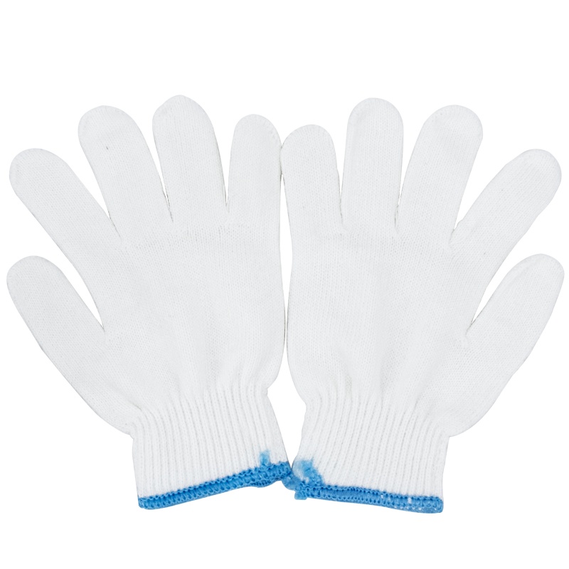 海斯迪克 HKW-79 劳保手套 尼龙耐磨棉纱棉线手套 防滑加厚耐用护手 手部防护 毛纺棉特一级蓝边/20双