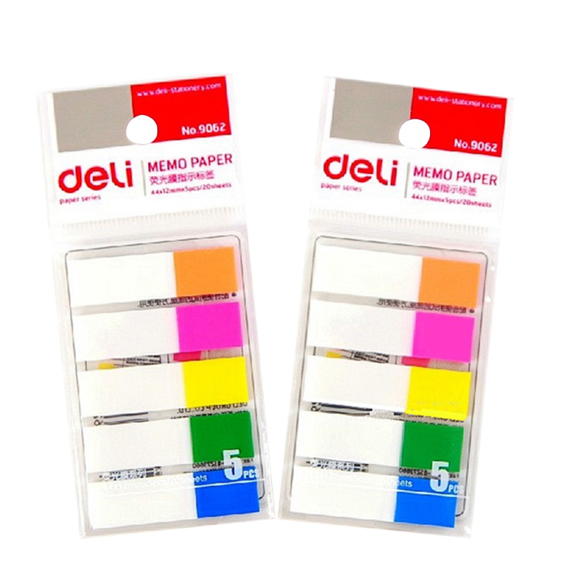 得力（deli）荧光贴标签便签便利贴纸便利指示索引书贴小旁页分类批发文具 5色共2包 9062