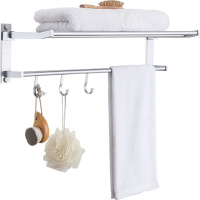 四季沐歌卫生间浴室置物架打孔壁挂式双层洗手间厕所洗漱台毛巾收纳架子三角蓝浴巾架