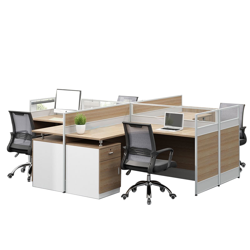 榭邦xb 办公桌屏风隔断卡座现代工位电脑桌四人位员工桌 十字型四人位W2400*D2800*H750
