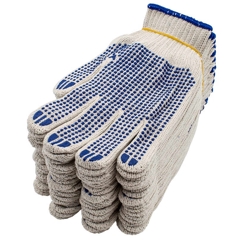 [苏宁自营]保拉(Paola)劳保手套12付装 加厚优质点塑棉纱手套 耐磨损防滑耐脏 劳防用品5957